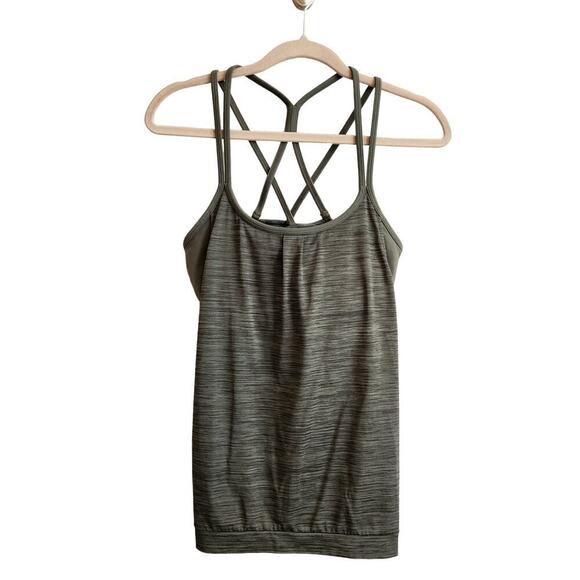 Athleta Shadow Stripe‎ Energize Tank Jasper Green Size Medium - Picture 2 of 12